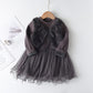 Girls'  Mink Velvet Fake Two Piece Dress