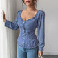 Style Striped Long-sleeved T-shirt Blouse Women