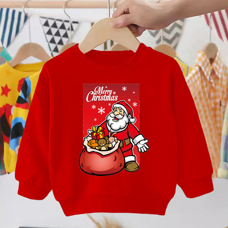 Pull pour enfant imprimé Père Noël, bonhomme de neige, élan