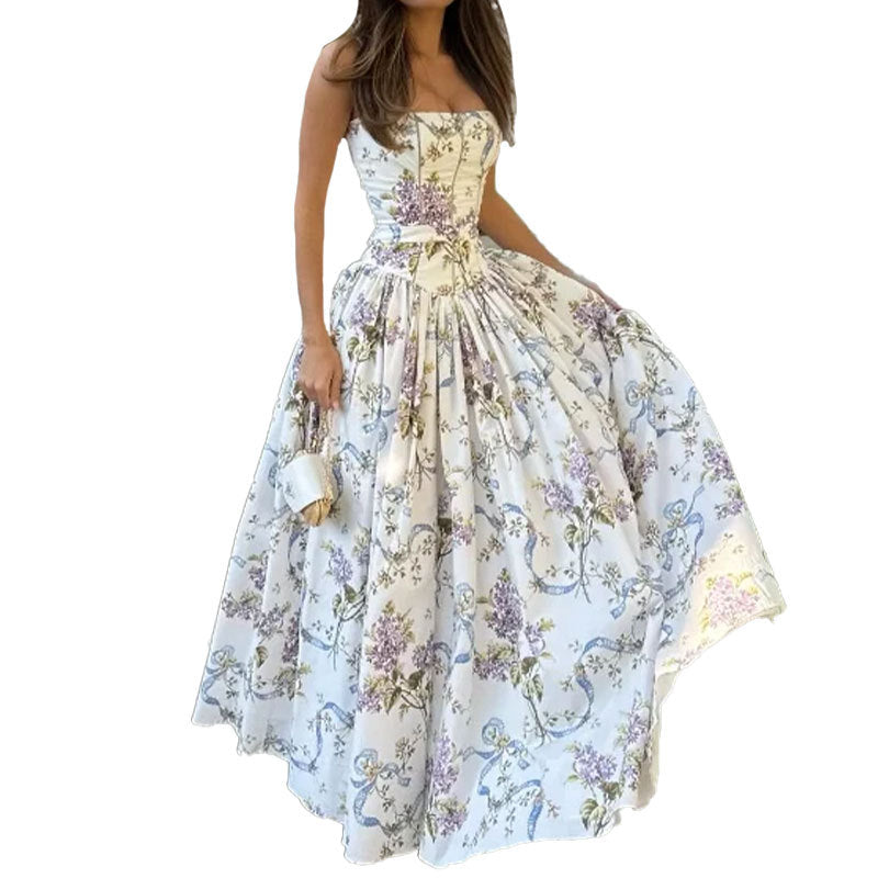 Elegant, Flowy Slip Dress With A Chic Print