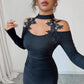 Long-sleeved Form-fitting Ball Gown Party Dress With A Sexy Long Skirt