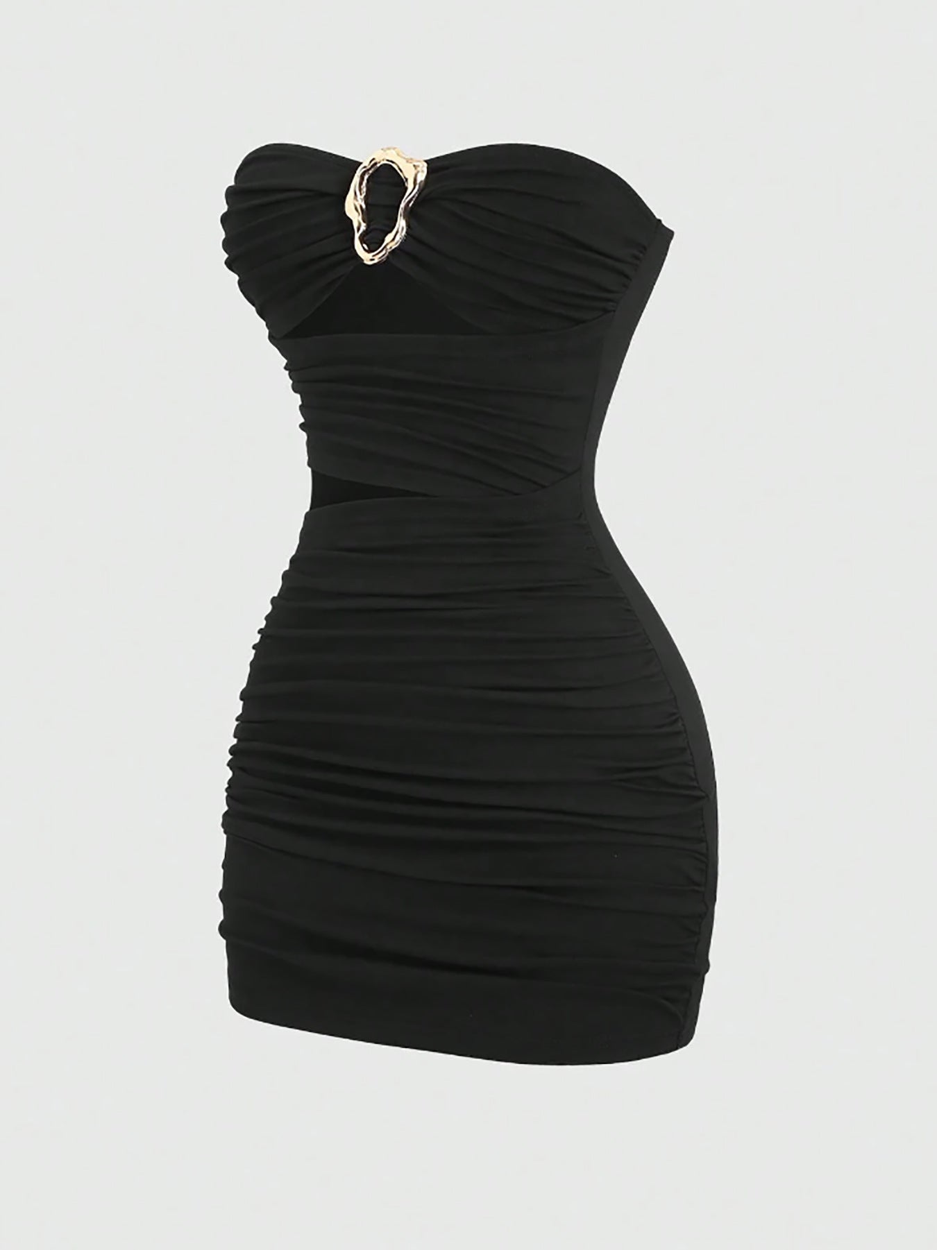 Fashionable Womens Strapless Metal-Embellished Hollow-Out Dress