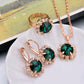 Europe And The United States Personalized Water Drop Color Diamond Necklace, Earrings, Rings Set, Shiny High-end Bridal Jewelry Wholesale