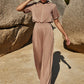 Five-quarter Sleeve One-piece Jumpsuit Zipper And Lapel