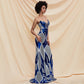 Royal blue tube top evening dress
