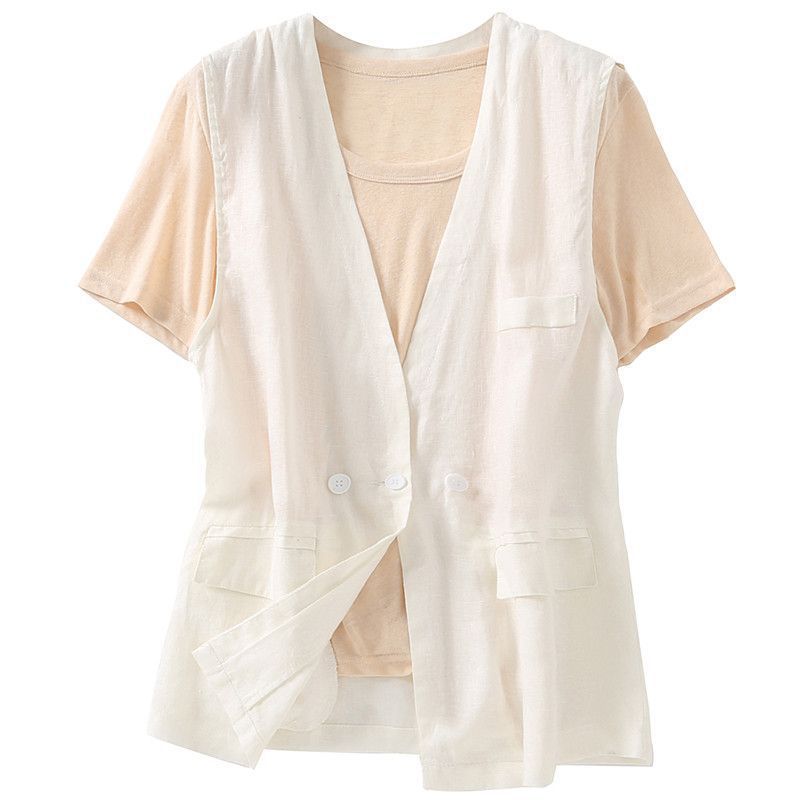 Japanese Style Vest Jacket Loose Casual Cotton Top