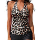 Two-piece Split Strap Drawstring Swimsuit With Boyshorts
