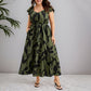Floral Flutter-Sleeve Drawstring-Waist Maxi Midi Slimming Dress