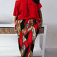 Women's Baroque Leopard Print Diagonal Collar Drawstring Skirt Suit