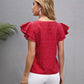Women's New Polka Dot Ruffle Sleeve V-neck Top