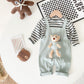 Pantalons à bretelles pour bébé, pour hommes et femmes, barboteuse en deux pièces avec faux ours, rayée, style coréen, printemps et automne