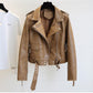 Veste courte en cuir pour femme printemps-automne