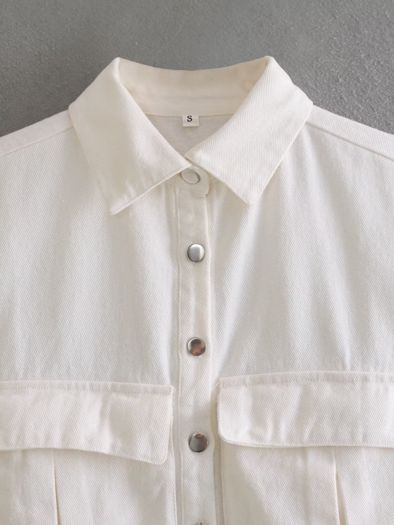 Fall Women's Clothing Double Pocket Decorative Denim Top