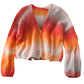 Gradient Three Button Loose And Thin Short Knitted Jacket