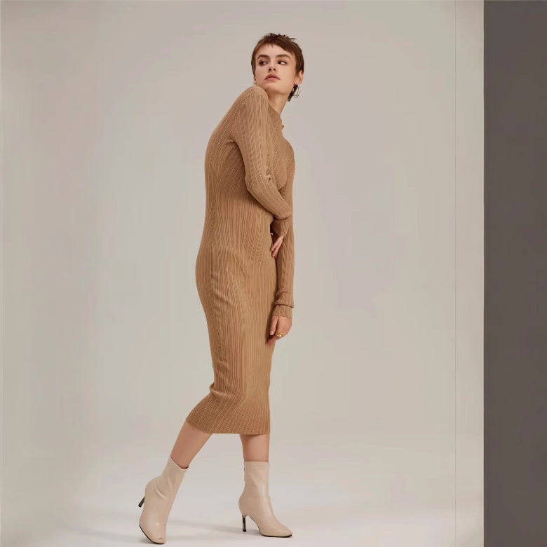 Round Neck Knitted Dress Stretch Slim