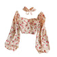 Short Puff Sleeve High Waist Crop Top Women's Clothing