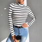 Mock-neck Stripes Bottoming Shirt Women's Long Sleeve Inner Wear