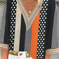European And American Popular Fashion Loose Multi-color Floral Print Stitching Lace Half Sleeve V-neck Top