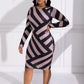 Robe fourreau rayée grande taille à col rond et design Sense