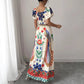 Printed Casual Vacation Bohemian Short-sleeved Top And Long Skirt Ladies Set