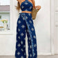 Halter Slim Fit Top High Waist Straight-leg Pants Suit