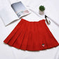 Pleated Skirt Strawberry Embroidered High Waist A-Line Skirt