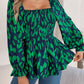 Casual Wooden Ear Square Collar Leopard Print Long Sleeve Chiffon Shirt