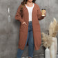 Pull ample mi-long tissé grande taille, style européen et américain, manteau à manches lanternes et double poche