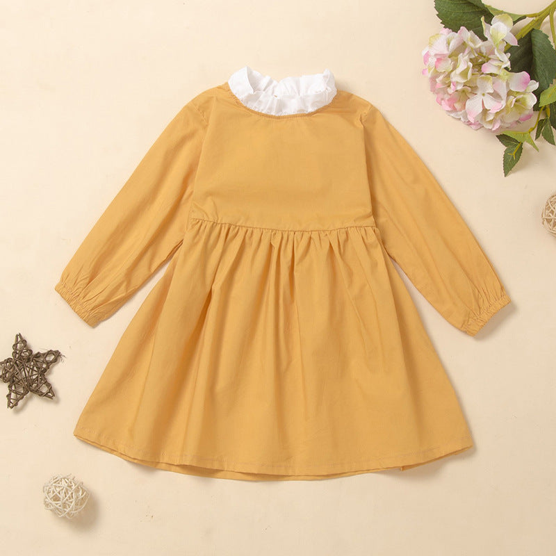 Fashion New Style Yellow Bow Girl's Western Dress