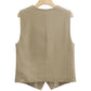 Linen Cotton Blend Slim Fit Short Suit Vest For Women
