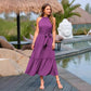 Halter Lace-up Casual Loose Stitching Dress