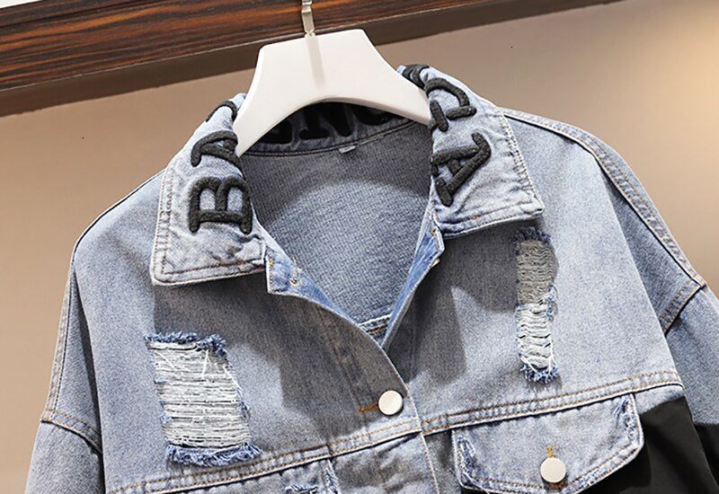 Veste patchwork en jean 