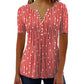 Fashion Printed Long Sleeved Shirt V-neck Blouses Ladies