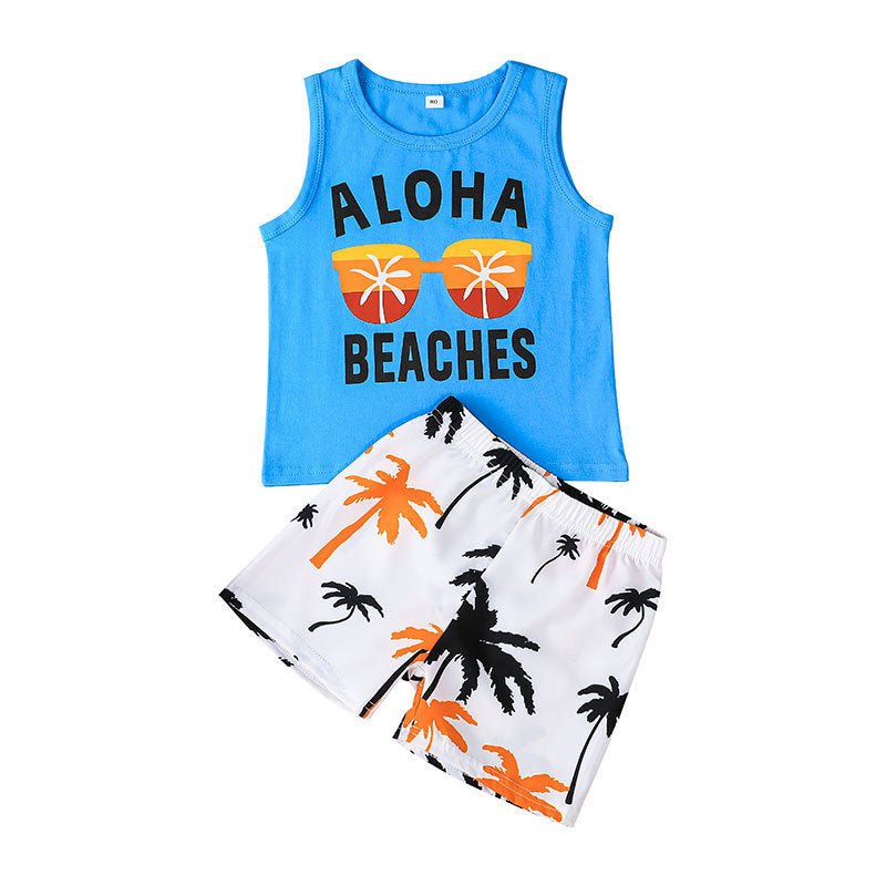 Boys' Summer Sportswear Two-piece Set Vest Shorts Set