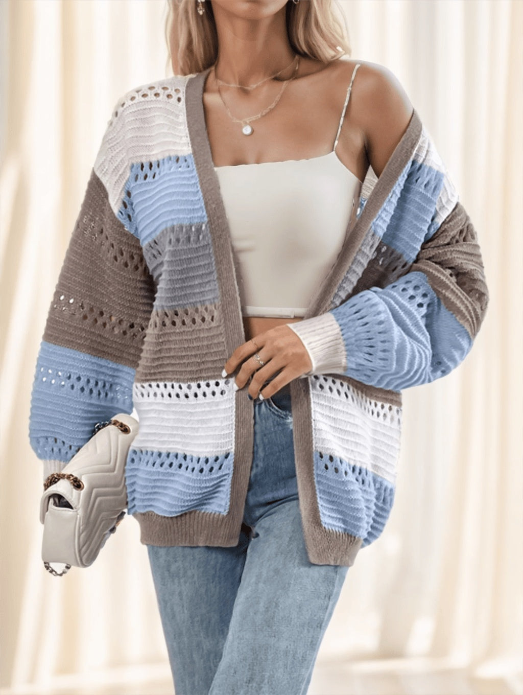 A Multicolored Striped Coat For Ladies