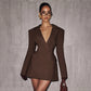 New-style Casual Slim-fit Suit Long-sleeve Bud-shaped Faux-pocket Dress