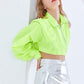 Solid Color Lapel Cardigan Slim-fit Tooling Style Cropped Jacket