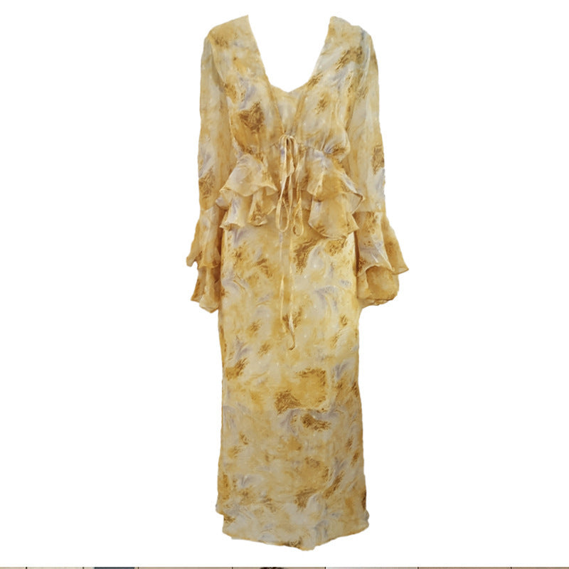 Women's Fashionable Mermaid Bell Sleeve Dress