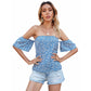 Shirt Women's Small Floral Print Off-shoulder Collar