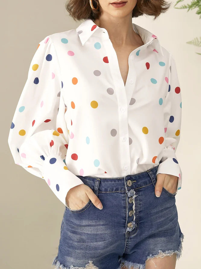 Chemise d'été à manches lanternes imprimées