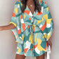 Women's V-Neck Tie Printed Beach Dress