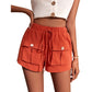 Short cargo ample taille moyenne avec cordon de serrage pour femme