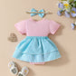 Girls' Cute Frog Short-sleeved Double-layer Dress
