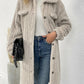 Manteau en laine à manches longues et revers en peluche pour femme