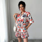 Simple Style Short Sleeve Printed Short Pants Suit