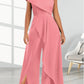 Women's Fashion Temperament Diagonal Collar Solid Color Jumpsuit
