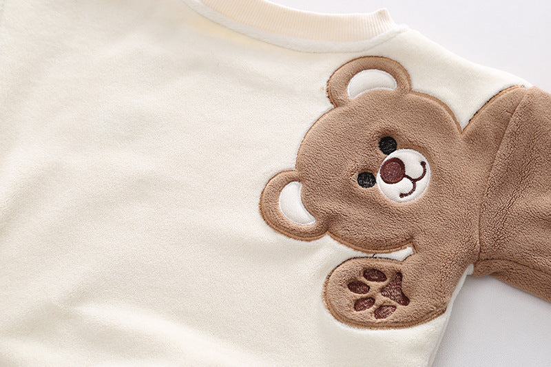 Boys' Autumn And Winter Plush Sweater Set