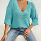 Top Women's Hollow Woven V-neck