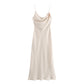 Slim Fit Mid-pleated Suspender Women's Dress