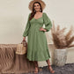 Waist-tight Large Skirt With Chicken Collar Puff Sleeve Pastoral Style Long Sleeve Dress